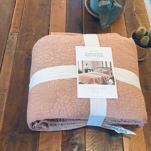 Threshold Full/Queen Garment Washed Paisley Stitch Quilt Terracotta/Bronze New